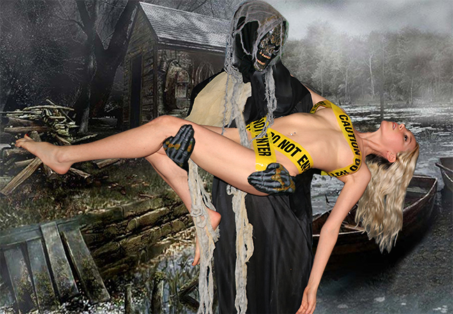Caution Ghoul Holds Girl