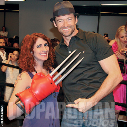 Hugh Jackman with Wolverine boxing glove